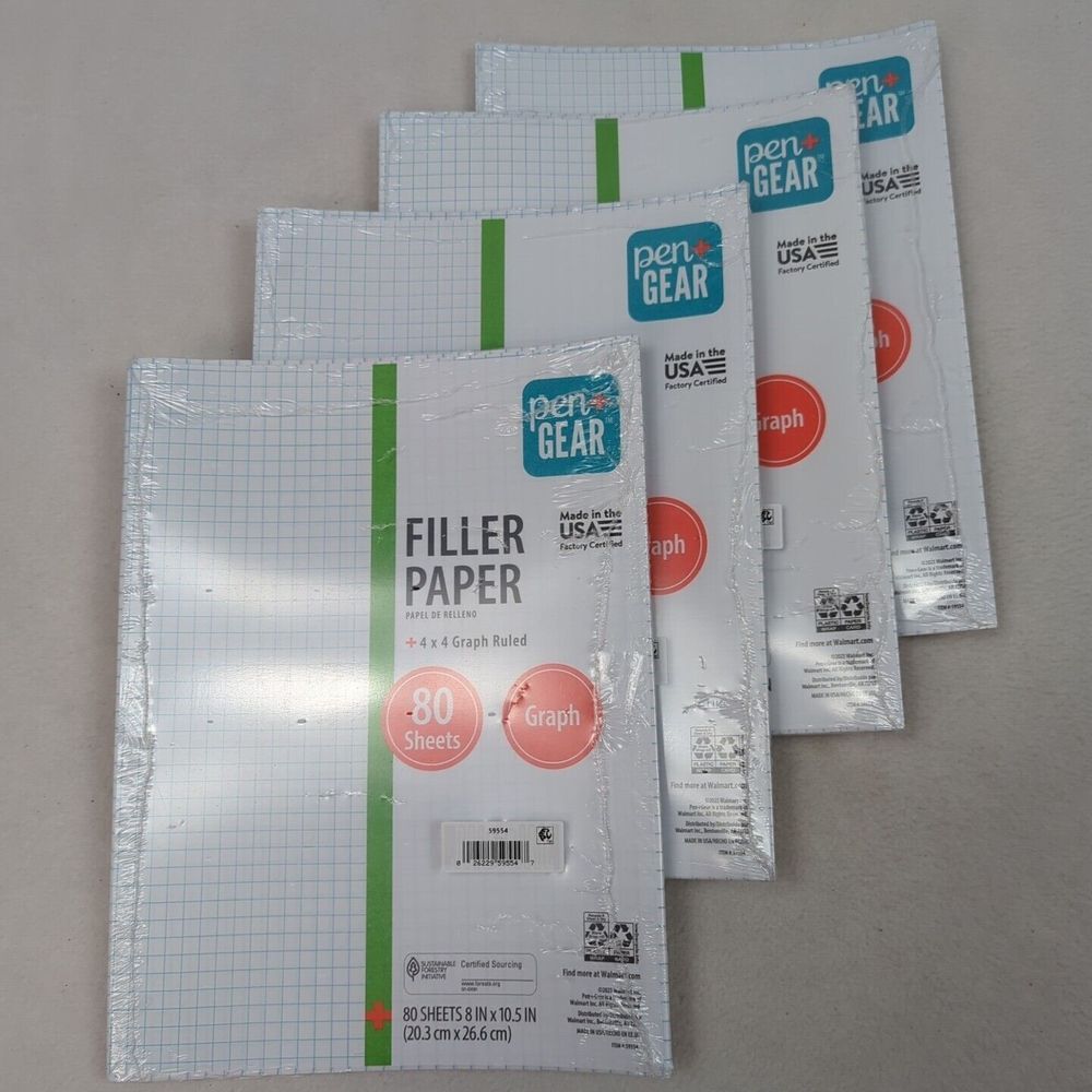 4 Packs Pen+gear Graph Filler‎ Paper (80 Sheets Per Pack( 320 Sheets Total) 4x4